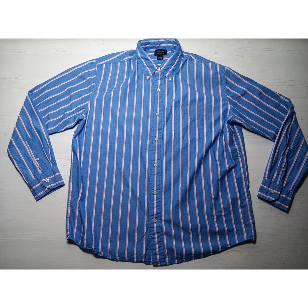 American Eagle Outfitters Button Up Shirt Men's Size Large Blue Pink  Preppy